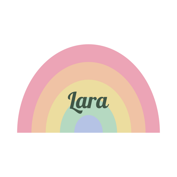 Gepersonaliseerd kraamcadeau met naam in de vorm van een regenboog