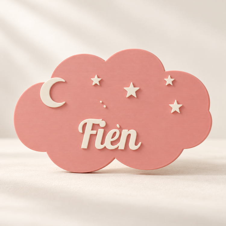 Kinderkamer wanddecoratie met naam in de vorm van een wolkje